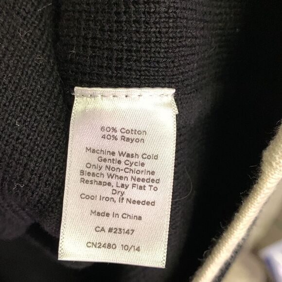 Talbots Black Ivory Trim Button Front Collared Sweater Knit Lady Jacket Size MP - Picture 10 of 14